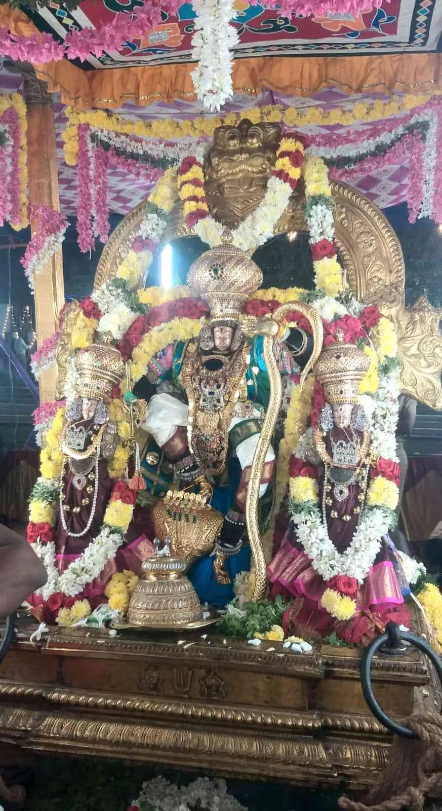 2 ம் நாள் தெப்ப உற்சவம் 2 ம் நாள் தெப்ப உற்சவத்தில் காளிங்க நர்த்தன திருக்கோலத்தில் பெருமாள் எழுந்தருளினார்