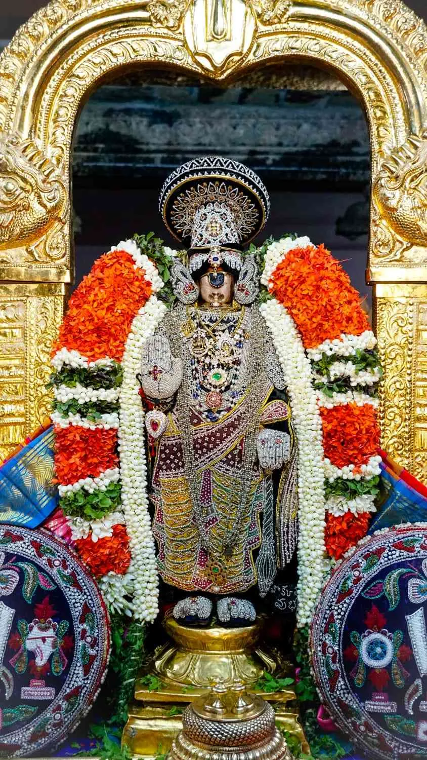ஸ்ரீ நம்பெருமாள் அரையர் சேவையில்  ஸ்ரீரங்கம் அருள்மிகு அரங்கநாதசுவாமி திருக்கோயில் : வைகுந்த  ஏகாகதசி பெருவிழா ... பகல் பத்து 9-ம் நாள்  மார்கழி- 16ம் தேதி 31.12.2022சனிக்கிழமைக்கிழமை ஸ்ரீ நம்பெருமாள் அபிநயத்திற்காக, முத்தங்கி அணிந்து, முத்து பாண்டியன் கொண்டை,  முத்து கர்ண பத்ரம், முத்து அபயஹஸ்தம்,   மார்பில் நாச்சியார் - அழகிய மணவாளன் பதக்கம், வெள்ளைகல் ரங்கோன் அட்டிகை, 6 வட பெரிய முத்து சரம்,
பின் சேவையாக - முத்தங்கியுடன், பருத்திப்பூ பதக்கம்,  தொங்கல் கைகளில் சாற்றி,  சேவை சாதிக்கிறார்..
